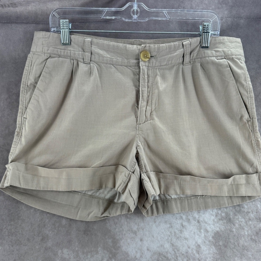 Banana Republic Martin Fit Flax Beige Chambray Twill Cuffed Shorts Womens 12